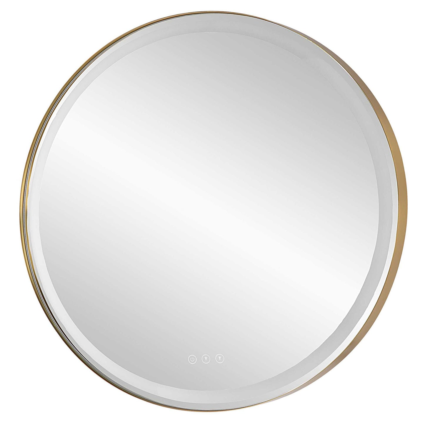 Crofton - Lighted Brass Round Mirror