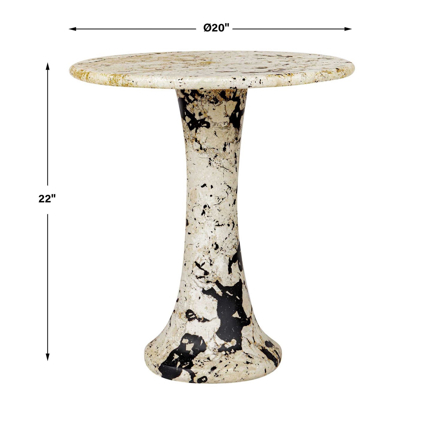 Cadas - Indoor-Outdoor Stone Side Table - Black / White