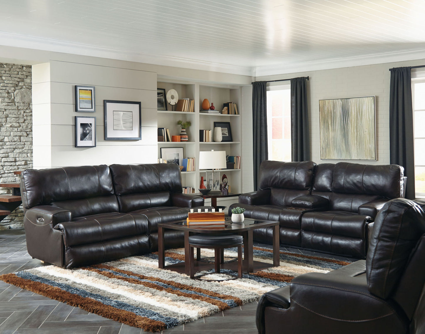 Wembley - Italian Leather Power Lay Flat Reclining Console Loveseat With Power Adjustable Headrest - Chocolate