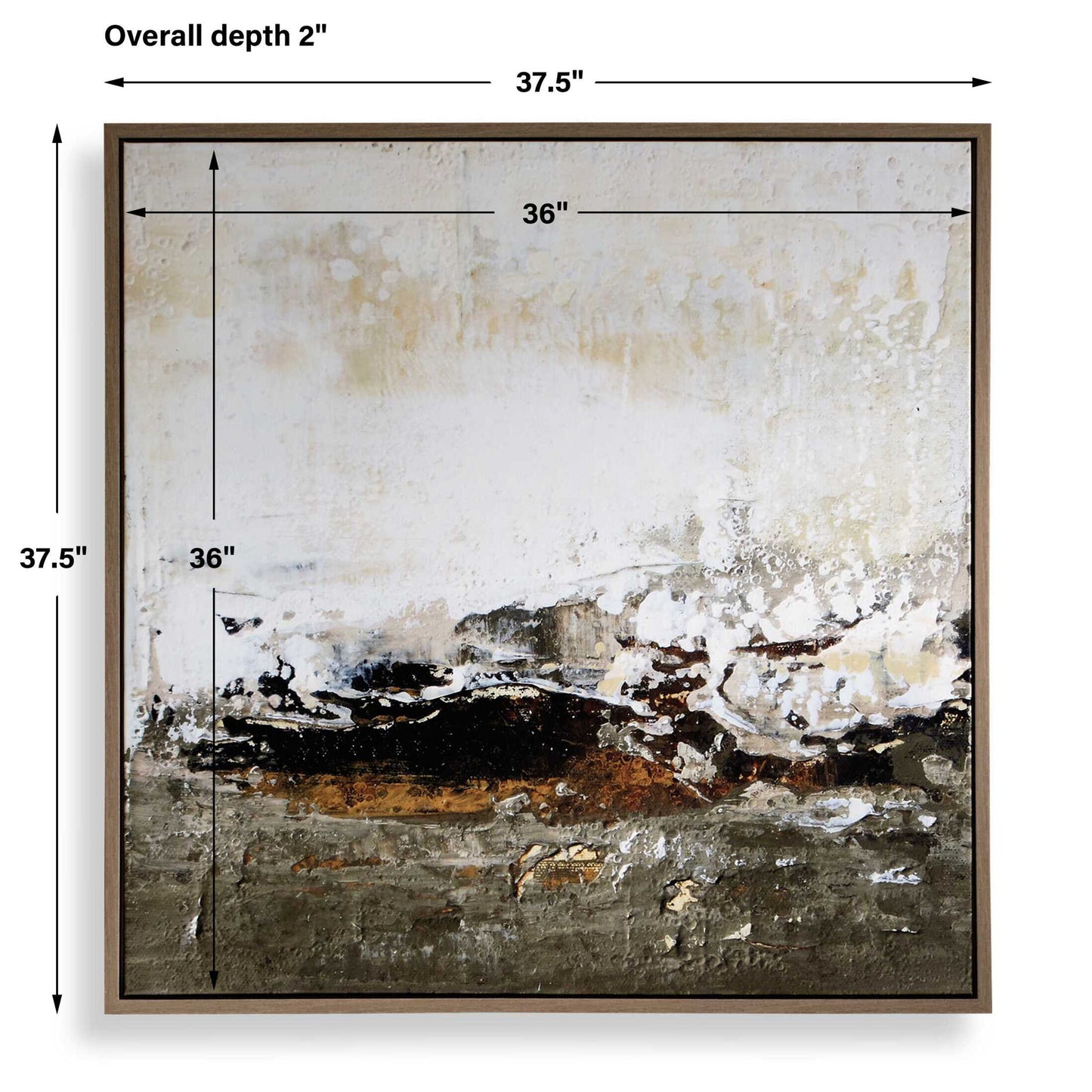 The Other Side - Framed Abstract Art - Black / Brown / Gray / Green / Orange / White / Yellow