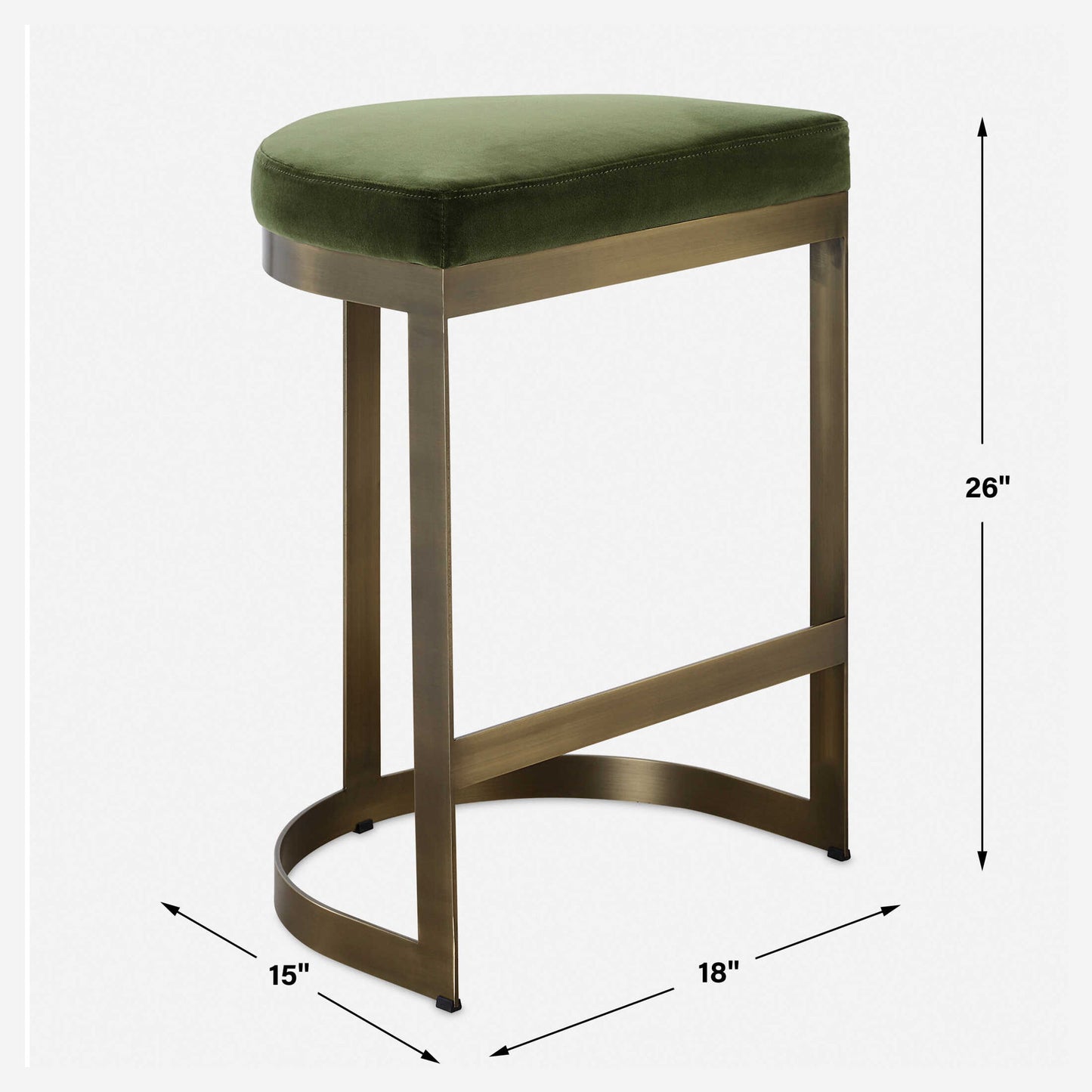 Ivanna - Brass Counter Stool - Moss