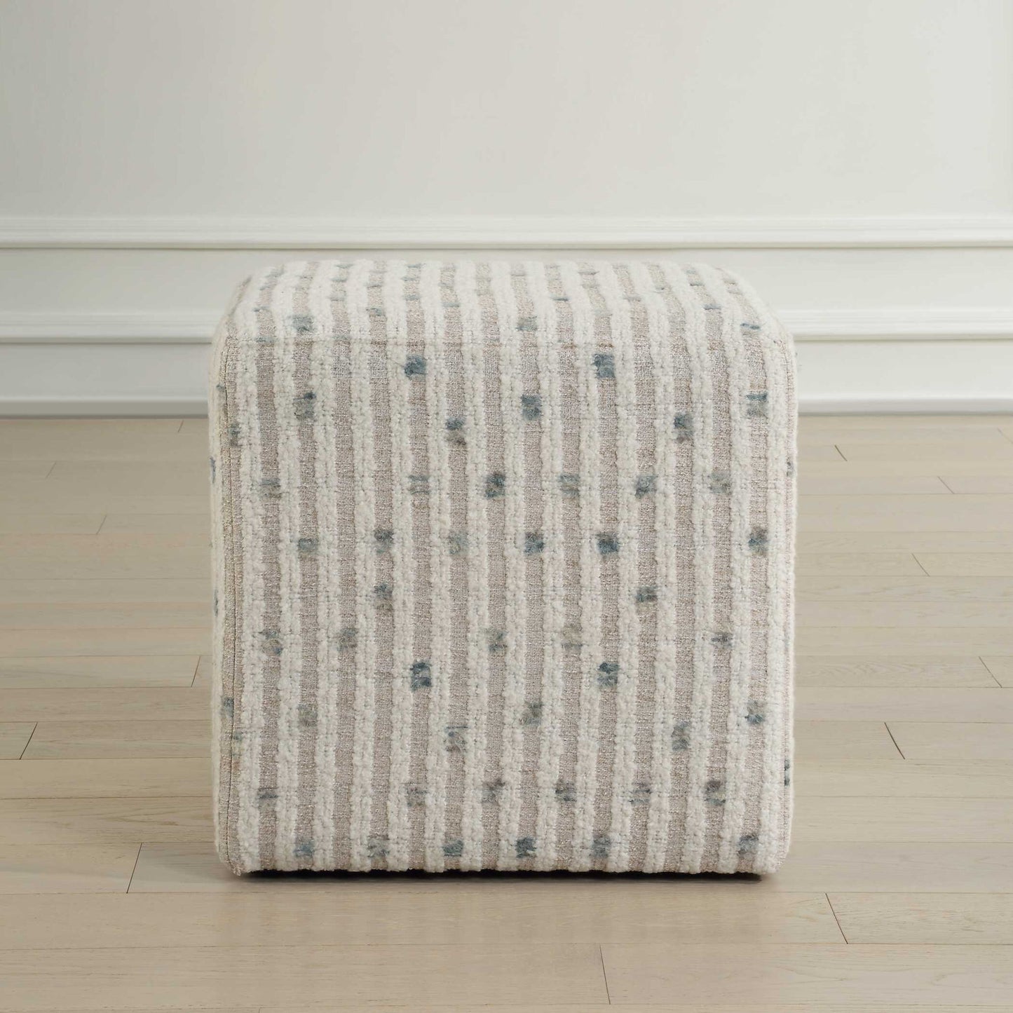 Joie - White Chenille Ottoman - White