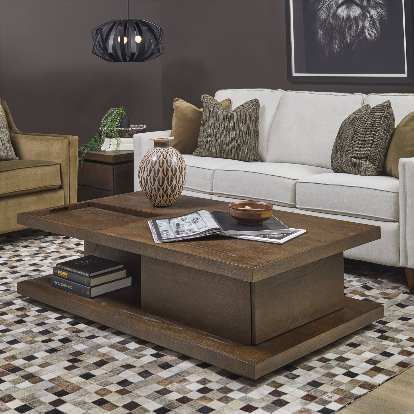 Athens - Rectangular Coffee Table With Casters - Chocolate Brown