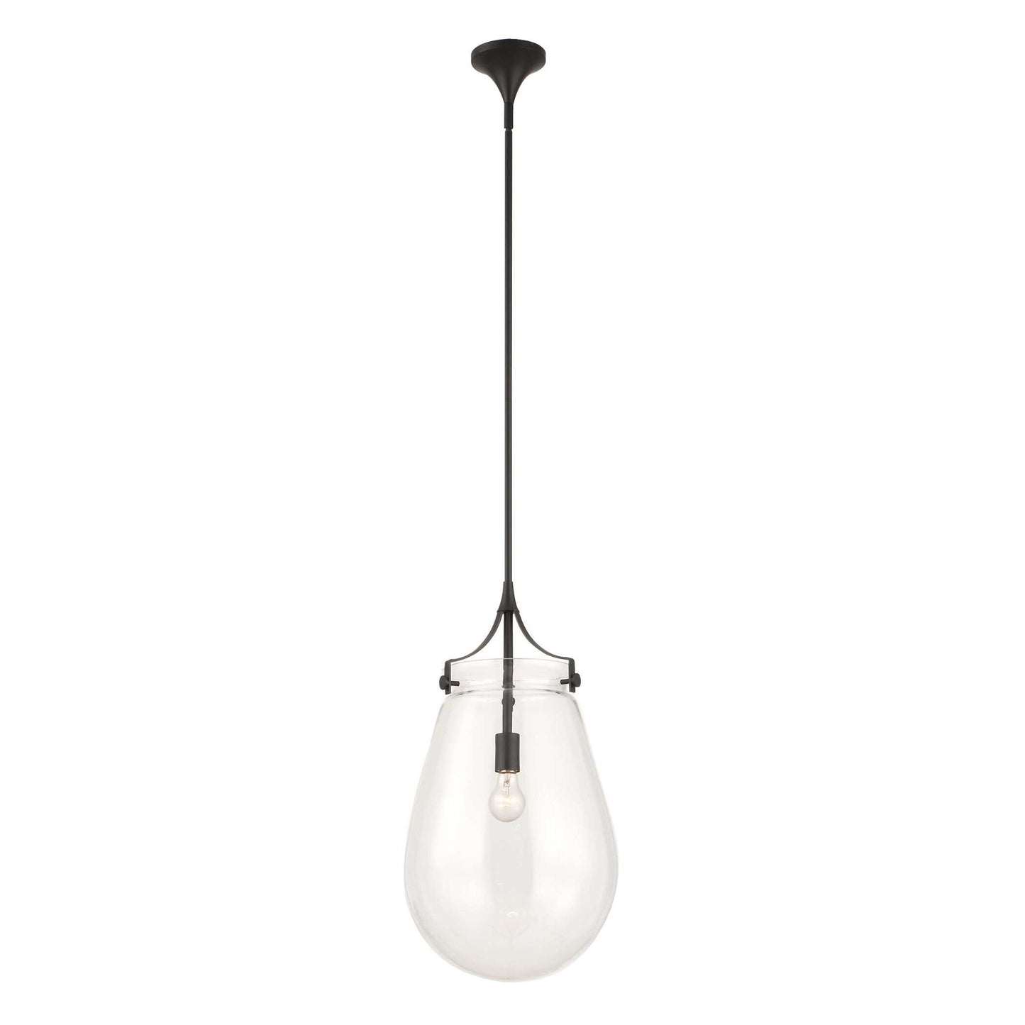 Dewdrop - 1 Light Glass Shade Pendant - Black