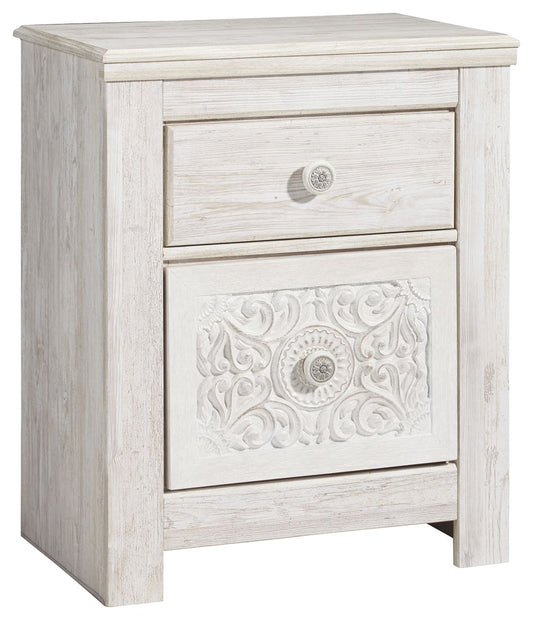 Paxberry - Two Drawer Night Stand - Whitewash