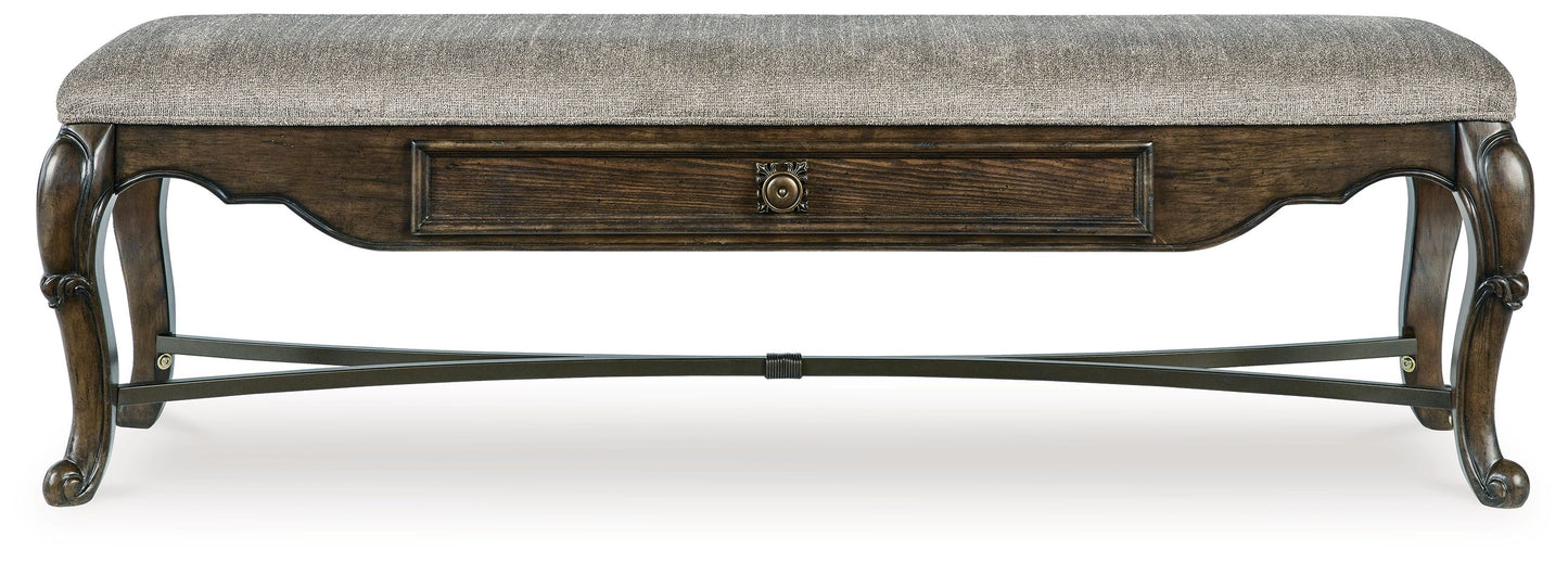 Maylee - Upholstered Storage Bench - Dark Brown