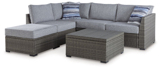 Petal Road - Loveseat Sectional, Ottoman, Table Set (Set of 4) - Gray