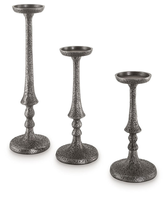 Eravell - Candle Holder Set (Set of 3) - Pewter Finish