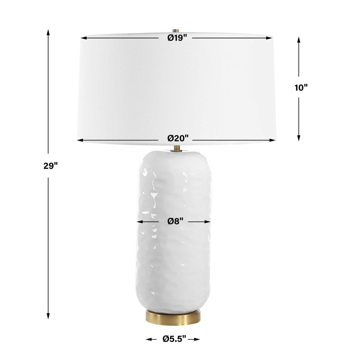 Iona - White Glaze Table Lamp - White