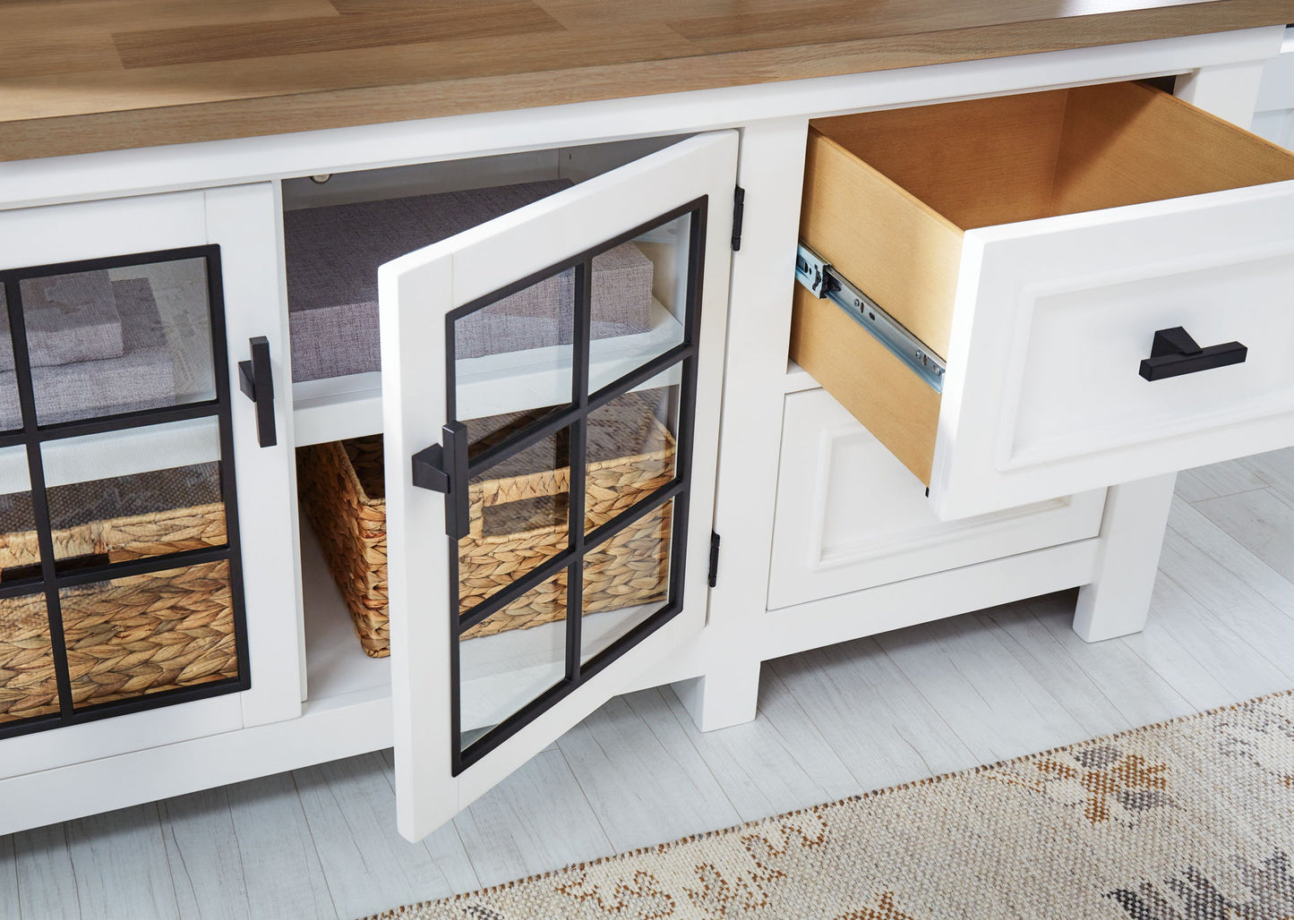 Ashbryn - Extra Large TV Stand - White / Natural