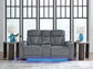 Studio Cave - Power Reclining Loveseat with Console - Steel