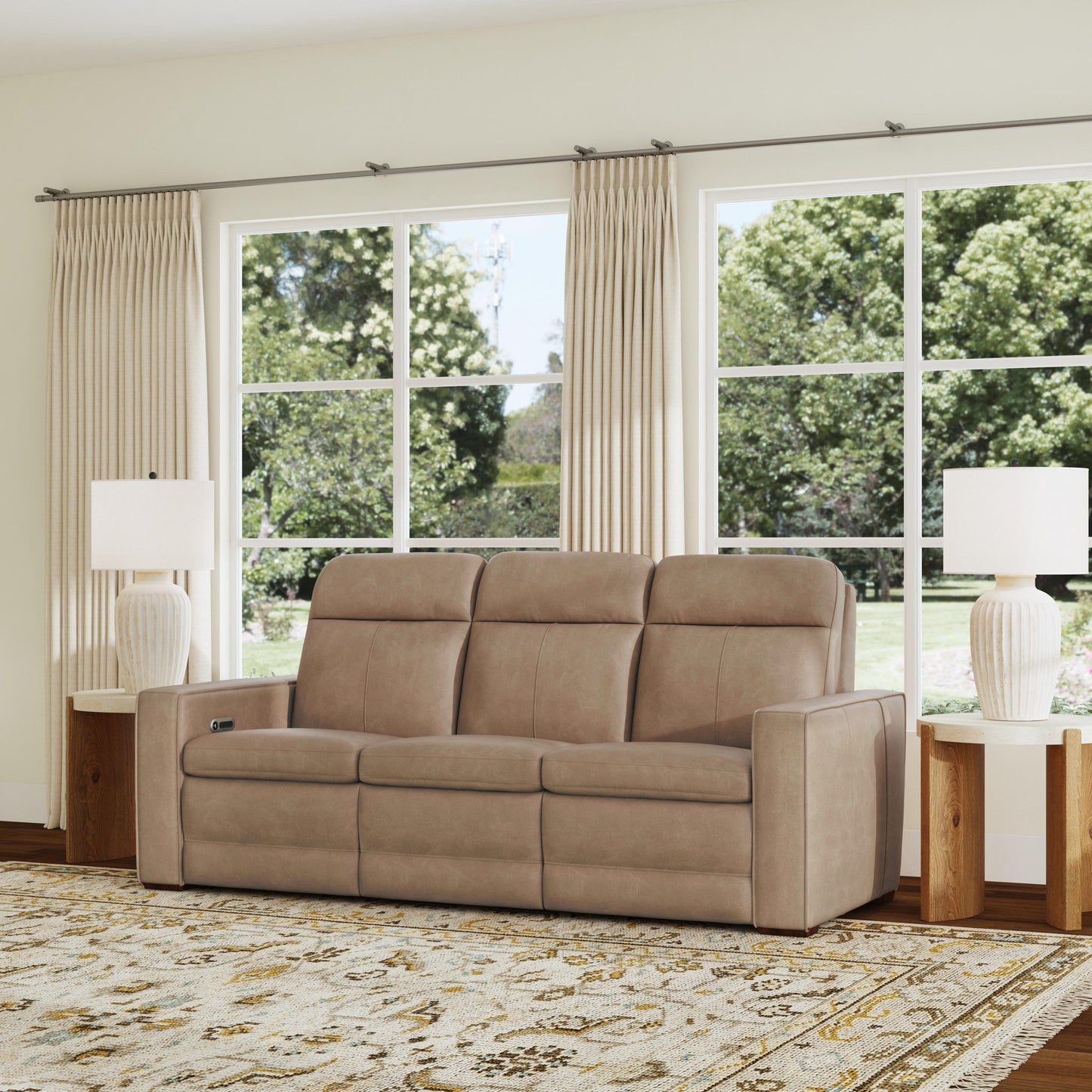 Dutch - Power Reclining Sofa With Console, Power Headrest, & Lumbar