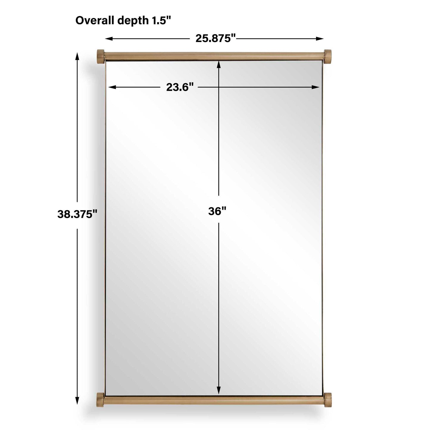 Scroll - Rectangular Mirror - Brass / Gold