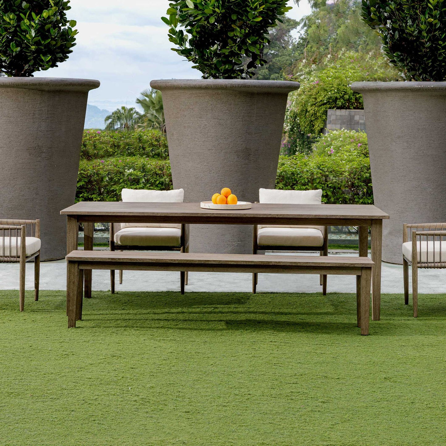 Travessa - Outdoor Round Stone Tray - White