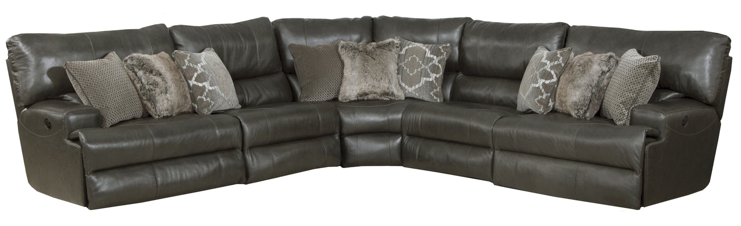 Como - 5 Piece Italian Leather Match Reclining Sectional
