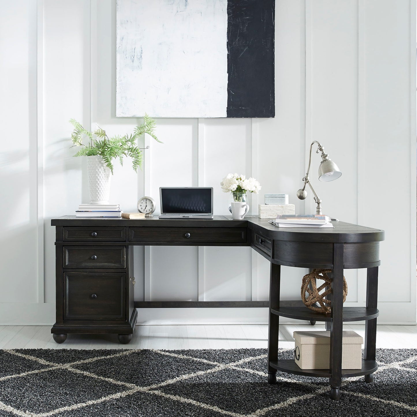 Harvest Home - L Shaped Desk - Black