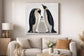 Penguin Family Hand-Embellished Wrapped Canvas With Fabric - Black / Ivory