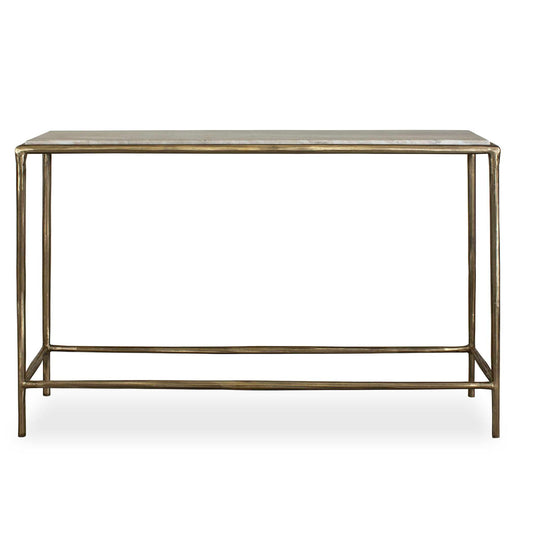 Minerva - Marble Top Console Table - Brass / Gray / White