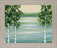 Birches Over Serene Water - 28" x 34" Framed Wall Art - Green