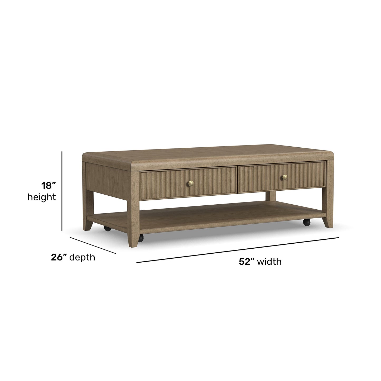 Reed - Rectangular Coffee Table With Casters - Driftwood Oak