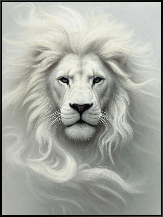 "Majesty" Hand-Embellished Canvas In Frame - Black / White / Gray