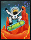 Kuiper Belt Kick-Flip By Joy Hernandez Hand-Embellished LED Canvas In Frame - Red / Teal