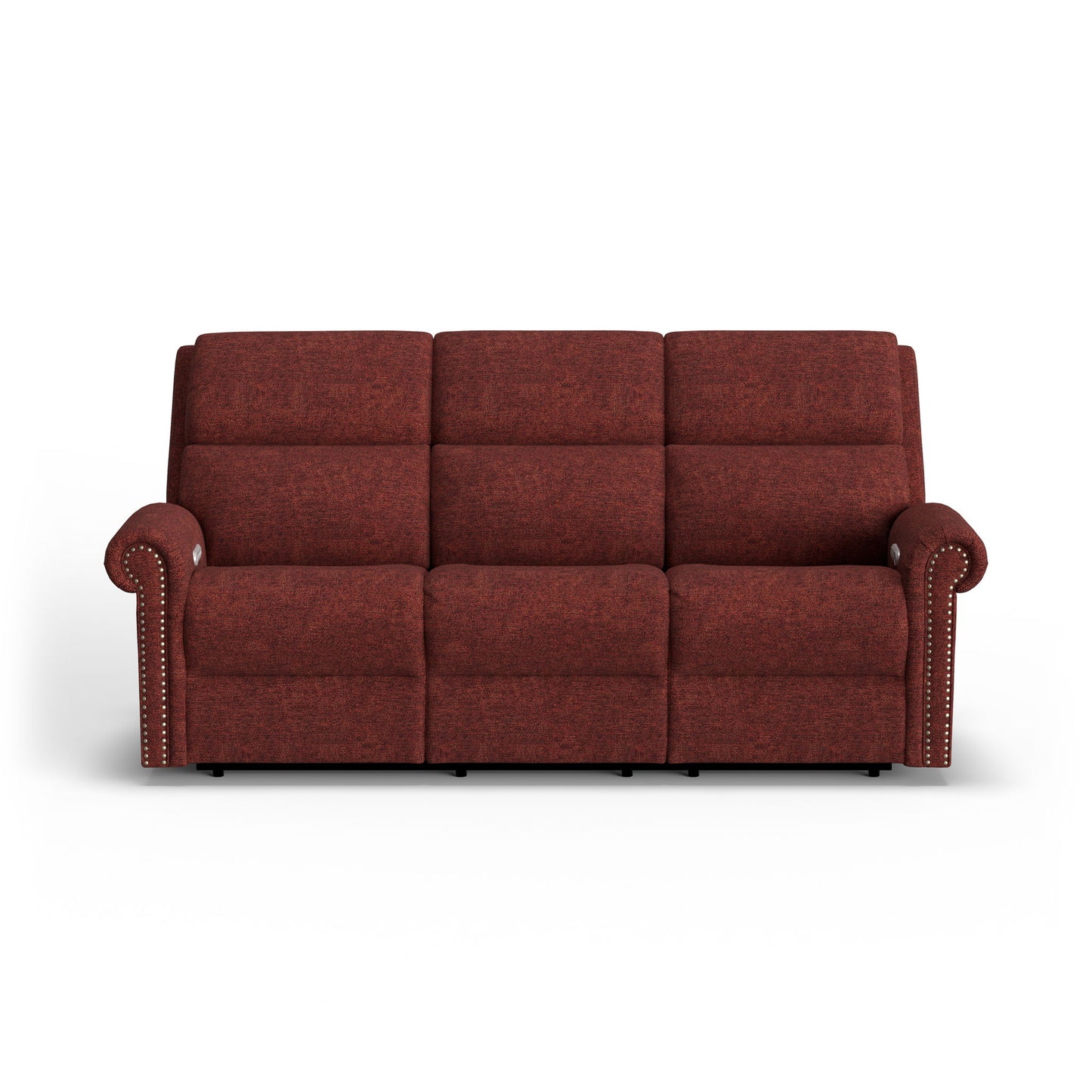 Bernard - Power Reclining Sofa With Console, Power Headrests & Lumbar, Nailhead Trim
