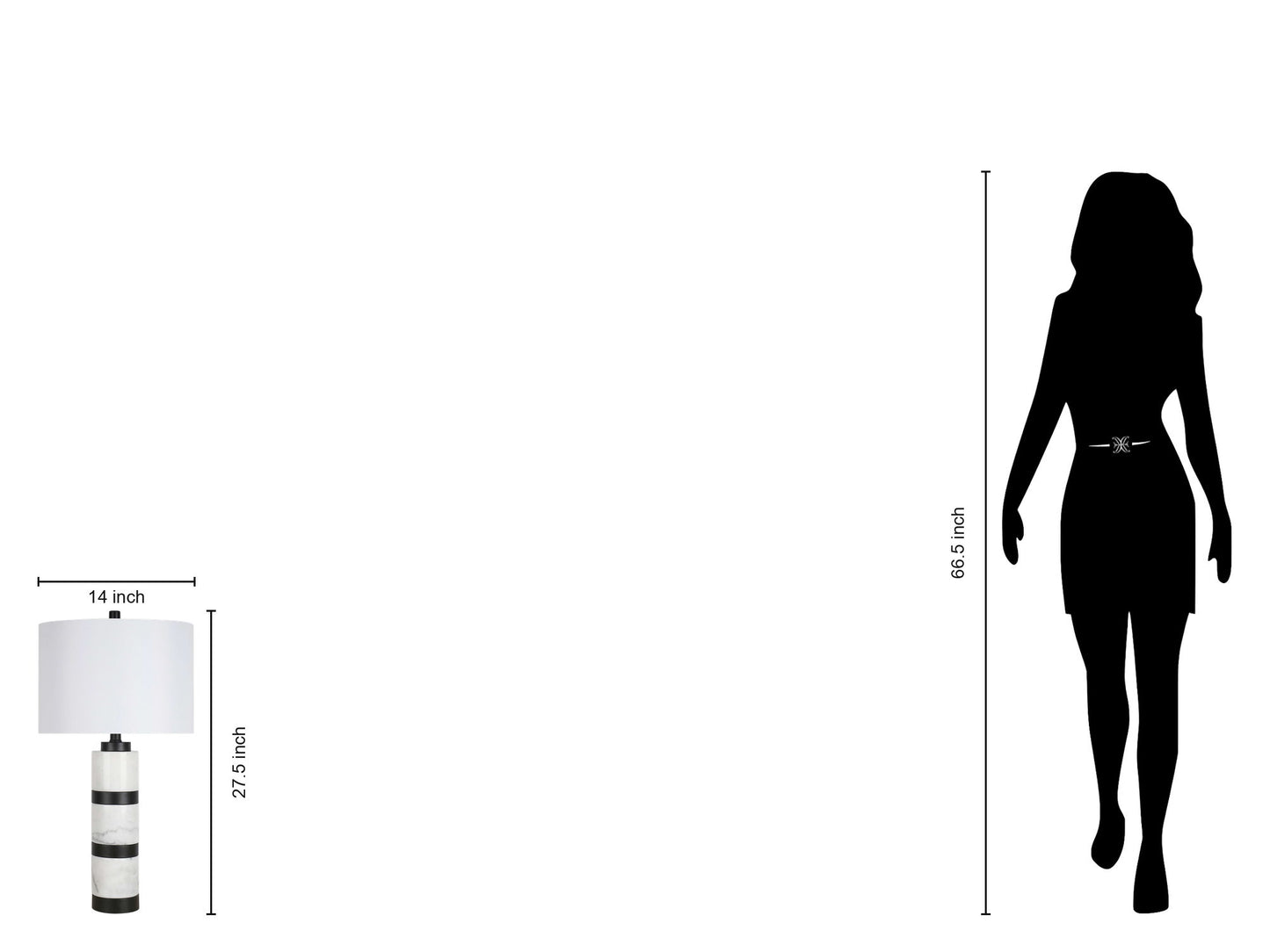 "Marble Harmony" Marble Table Lamp - White Marble / Matte Black