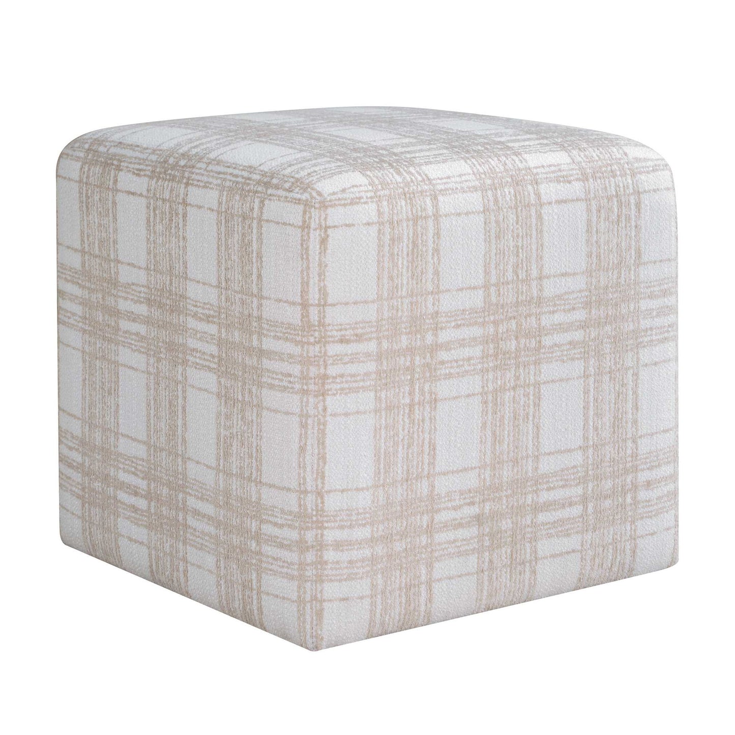 Joie - Porcelain Plaid Ottoman - White