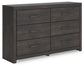 Hollivern - Six Drawer Dresser - Dark Gray