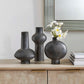 Charcoal Bloom - Indoor-Outdoor Vases (Set of 3) - Black / Gray