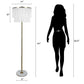 "Tassel Elegance I" Metal Floor Lamp - Soft Gold / White Marble