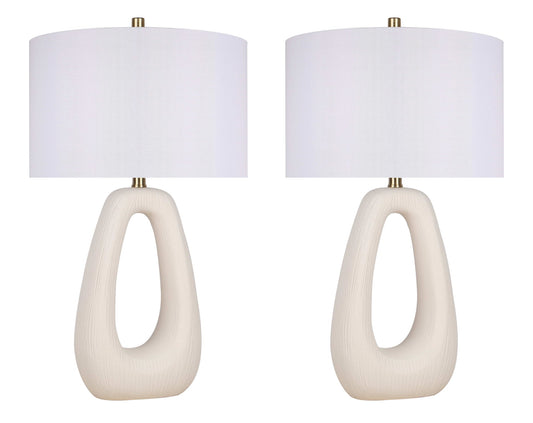 "Serenity Loop" Ceramic Table Lamp (Set of 2) - Textured White