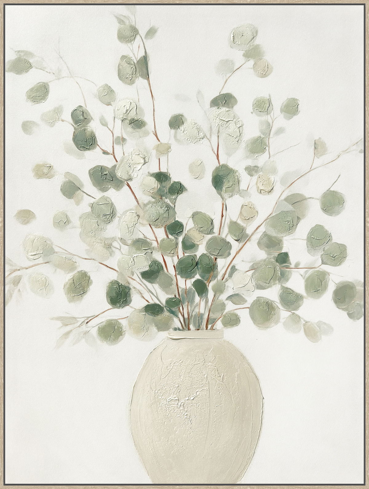 Soft Grove I Hand-Embellished Canvas In Frame - Sage / Ivory