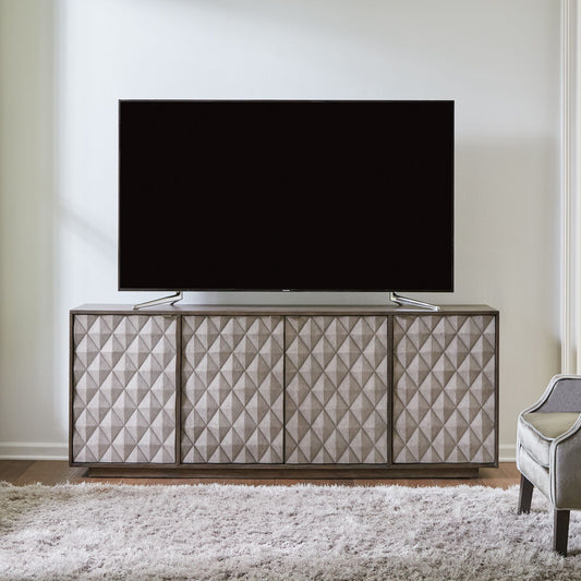 Prism - 82" Accent TV Console - Weathered Bark With Weathered Gray Doors