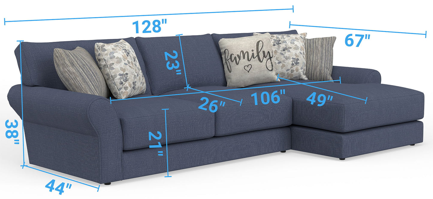 Cape May - Sofa Chaise With Comfort Coil Seating And 5 Accent Pillows Included