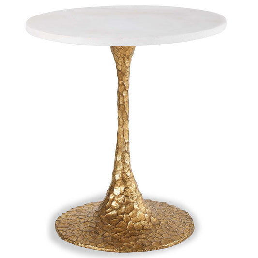 Chiseled - Side Table - Gold / White