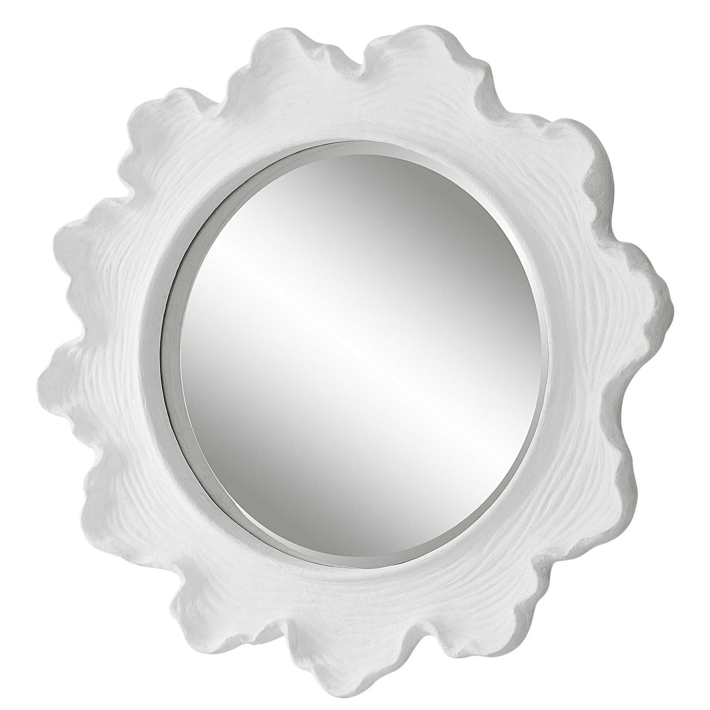Sea Coral - Round Mirror - White
