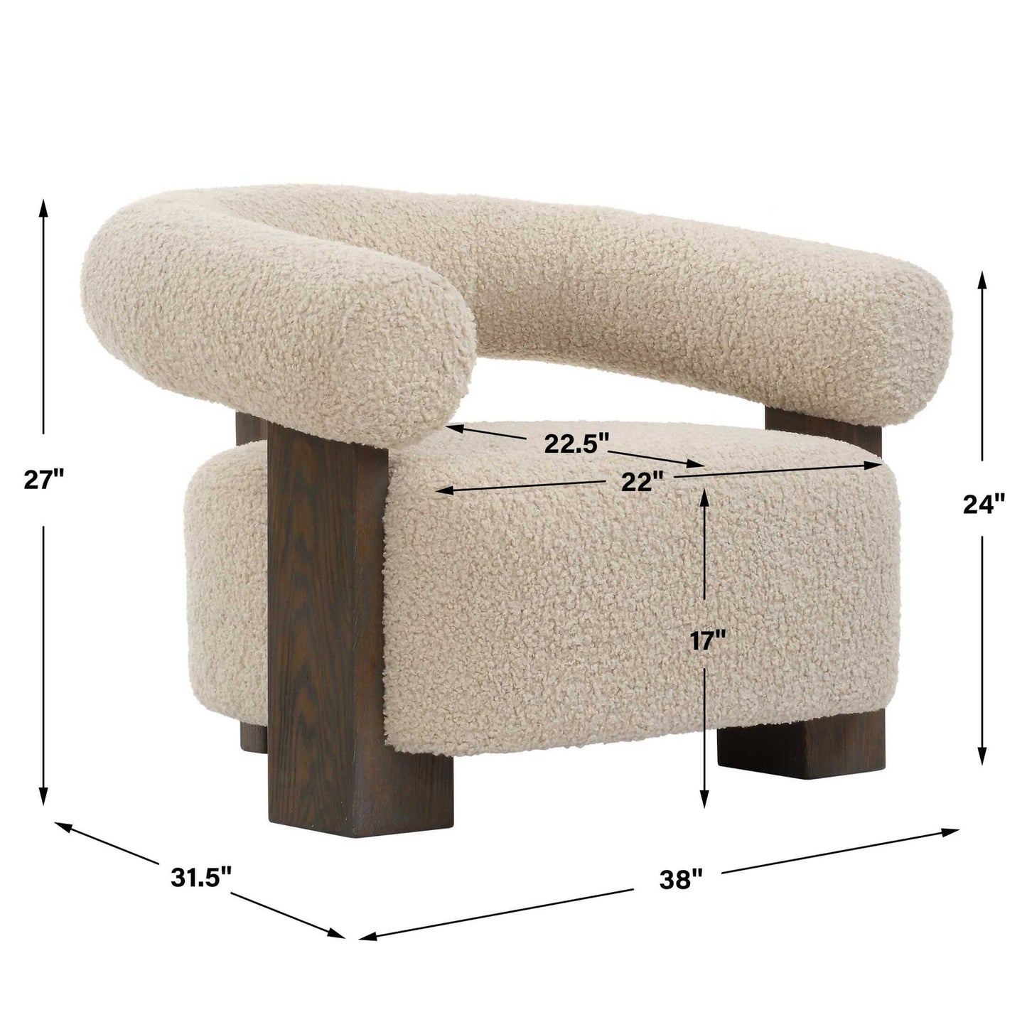 Lennox - Shearling Accent Chair - Beige / Brown