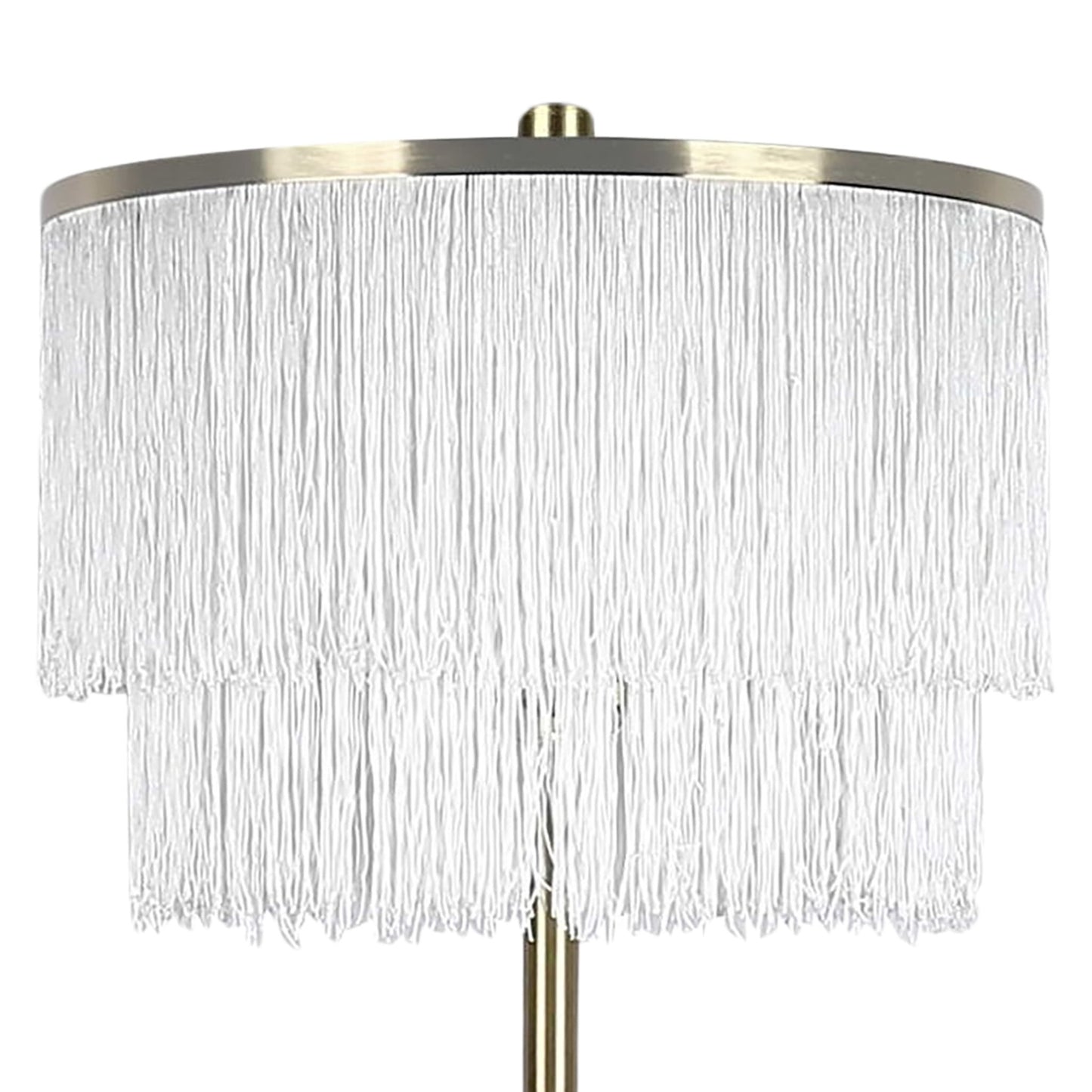 "Tassel Elegance I" Metal Floor Lamp - Soft Gold / White Marble