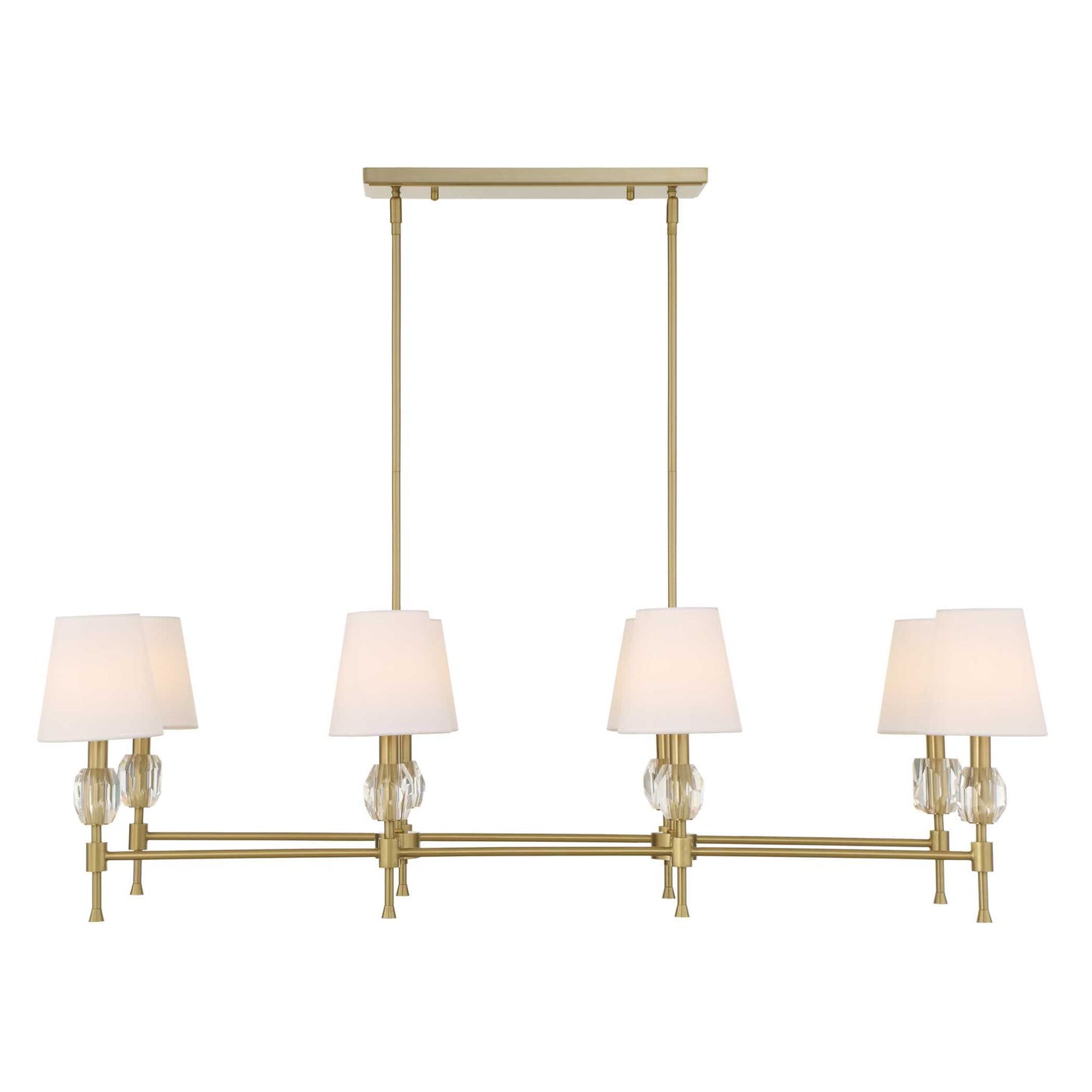 Arques - 8 Light Linear Chandelier - White / Gold