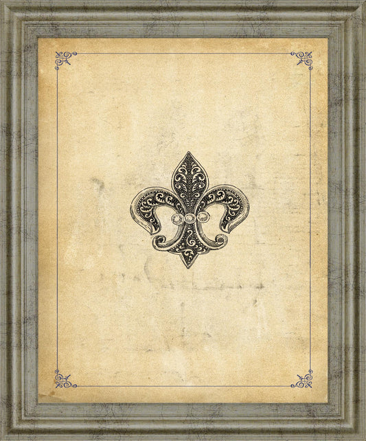 Ornate Crest - 28" x 34" Framed Wall Art - Beige