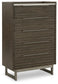 Arkenton - Five Drawer Chest - Grayish Brown / White