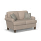 Moxy - Fabric Loveseat, T-Shaped Seat Cushion, Curved Sock Arms