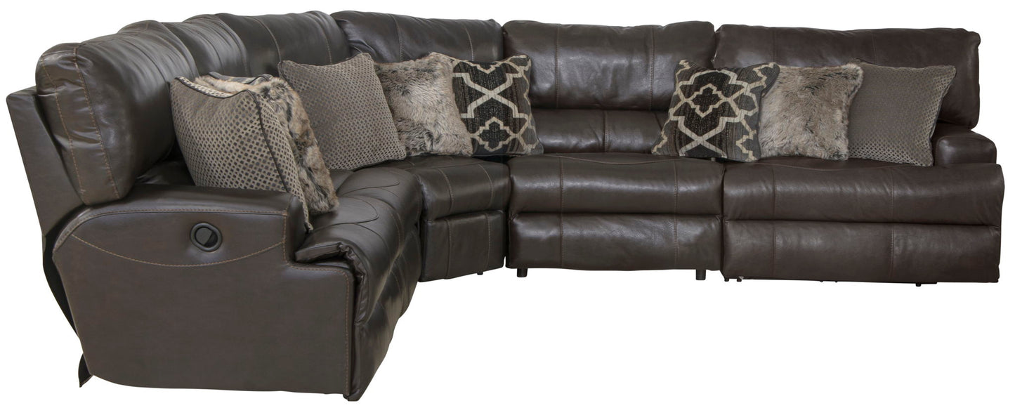 Como - 5 Piece Italian Leather Match Reclining Sectional