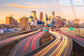 Minneapolis Neon Highways Tempered Glass With Foil - Gold / Gray