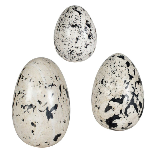 Nest Trio - Indoor-Outdoor Stone Eggs (Set of 3) - Black / White