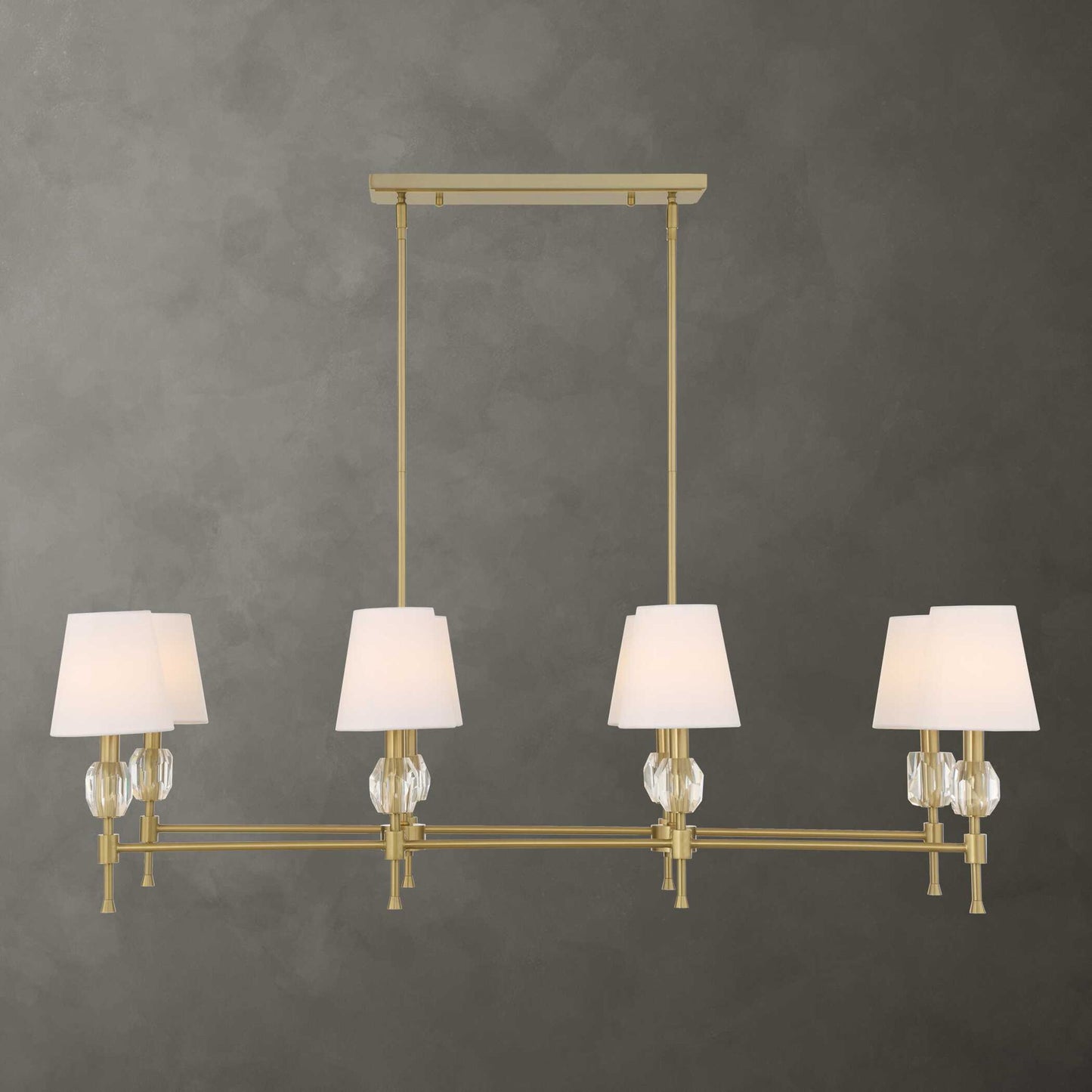 Arques - 8 Light Linear Chandelier - White / Gold