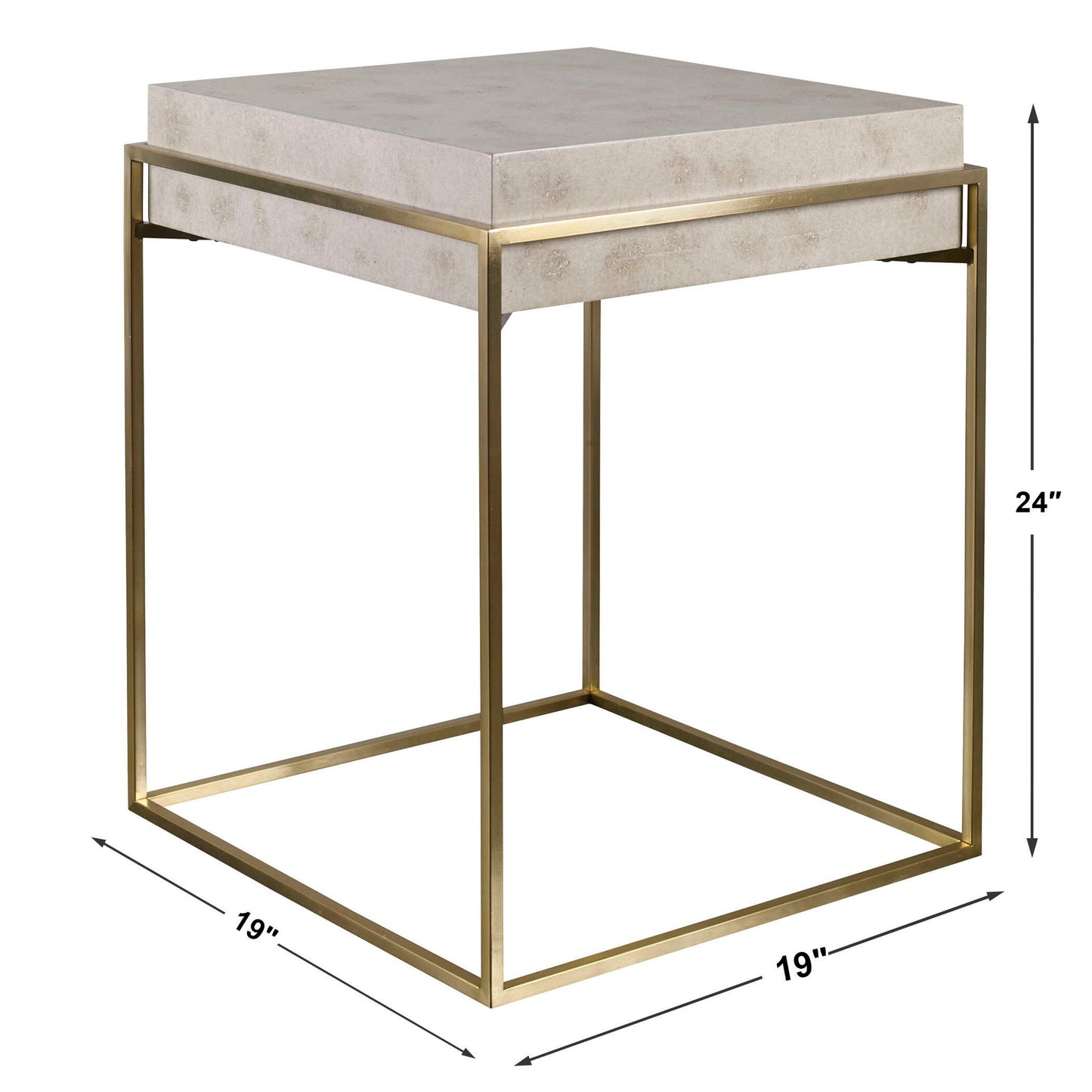 Inda - Modern Accent Table - Beige & Gold