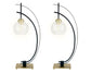"Eclipse Aura" Metal Table Lamp With Glass Globe (Set of 2) - Matte Black / Gold / Clear Glass